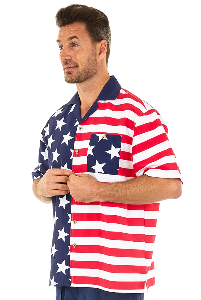 Buy American Flag Dri Fit Hawaiian Shirt #HPUSA2 Online USA