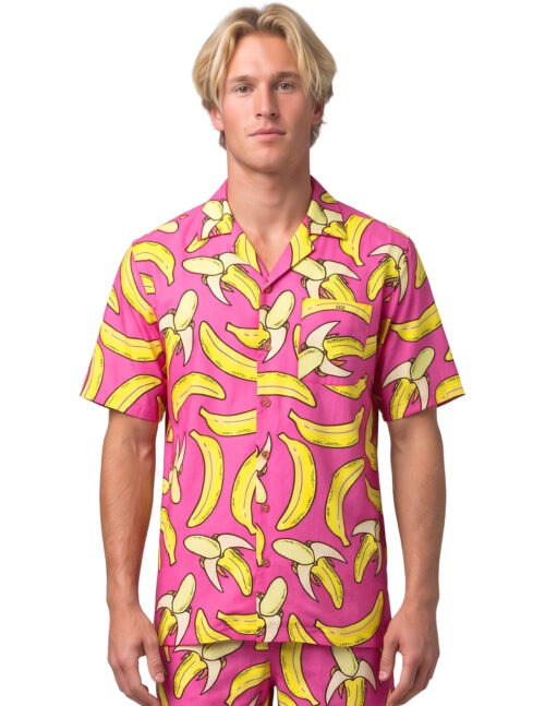 Uzzi Hawaiian Shirt - Short Sleeve Dri-FIT Stretch Banana Shirts for Men #HPS61 Fuchsia