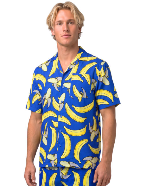 Uzzi Hawaiian Shirt - Short Sleeve Dri-FIT Stretch Banana Shirts for Men #HPS61 Royal
