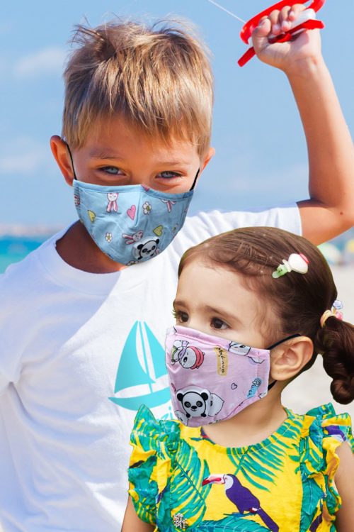 UZZI Kids Two Face Masks Blue-Pink Colors With Two Filters