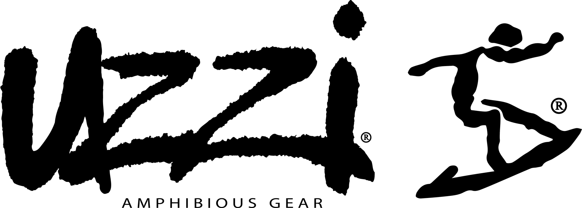 uzzi Logo Name and Surfer Dude silhouette