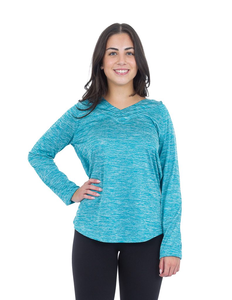 Suzzi Women's Dri Fit Long Sleeve Hoodie #WTP01 Teal