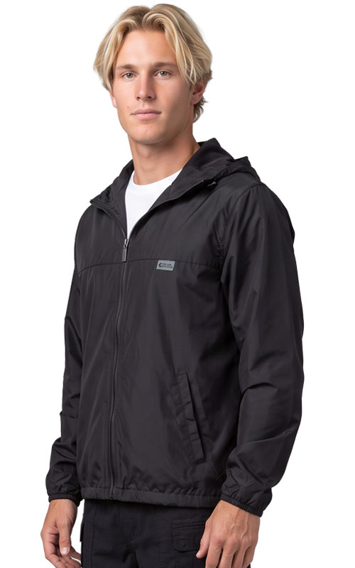Uzzi Water Resistant Windbreaker with Hoodie #MWB03 Black