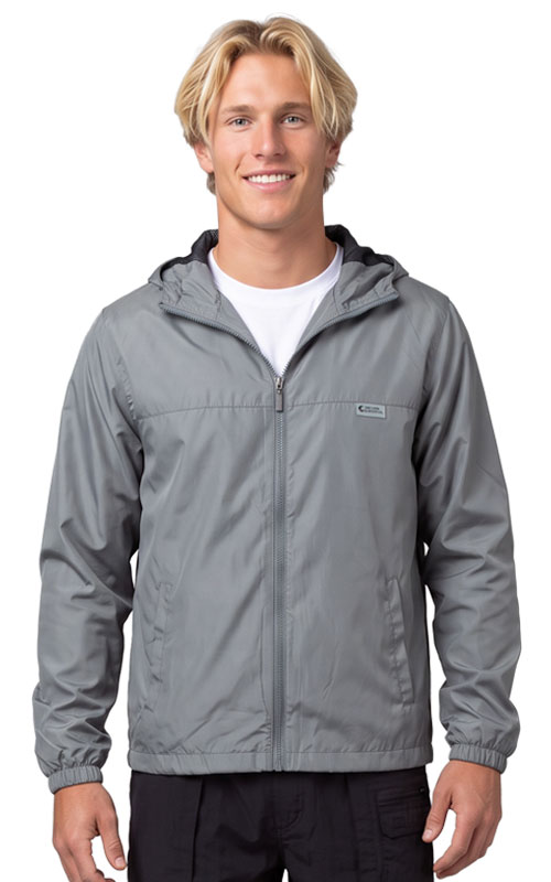 Uzzi Water Resistant Windbreaker with Hoodie #MWB03 Gray