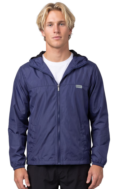 Uzzi Water Resistant Windbreaker with Hoodie #MWB03 Navy