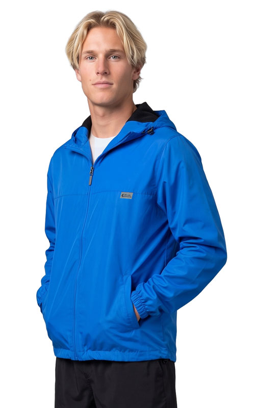 Uzzi Water Resistant Windbreaker with Hoodie #MWB03 Royal