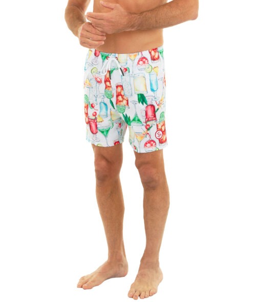 Uzzi Stretch Drinks Swim Shorts #2027 White