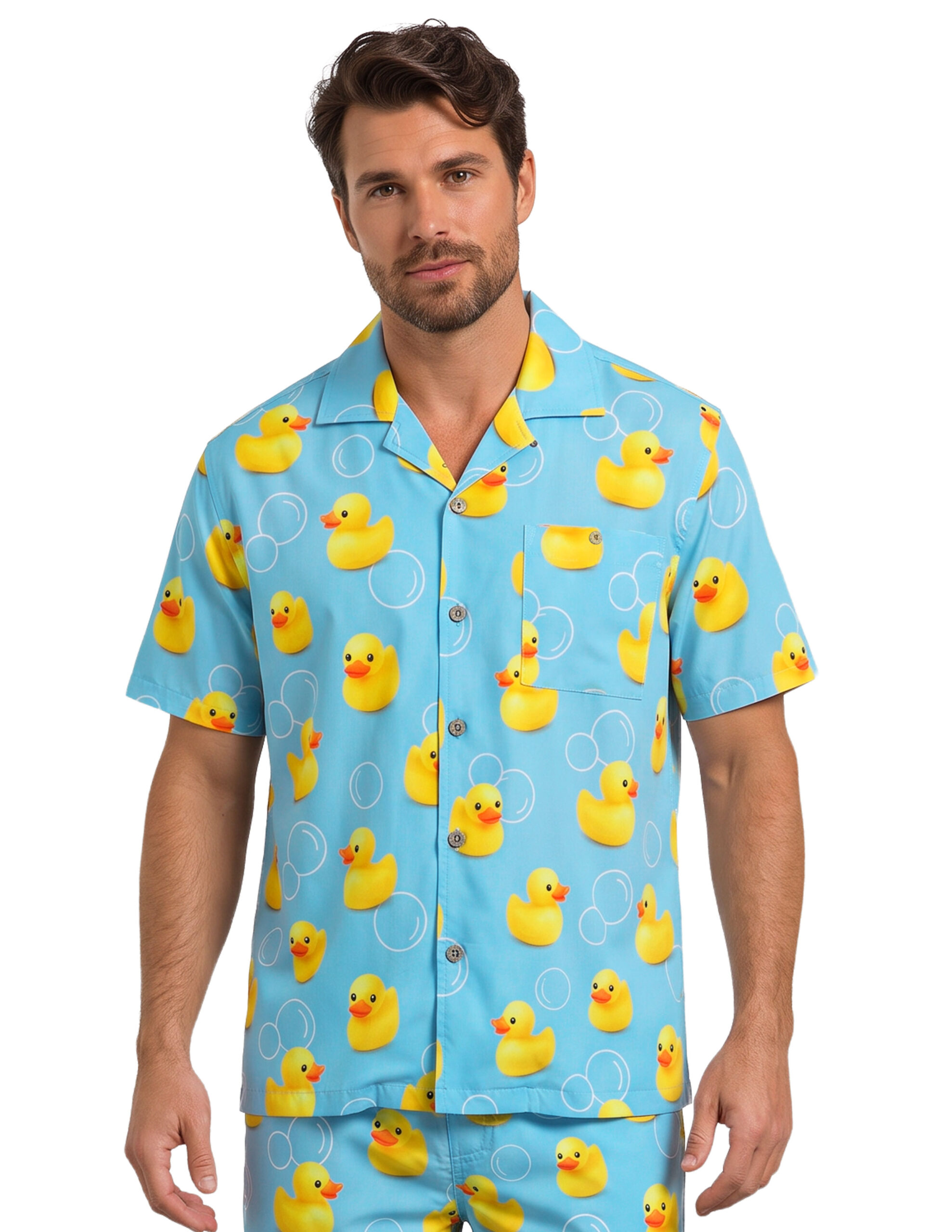 Uzzi Hawaiian Shirt – Short Sleeve Dri-FIT Polyester Ducks Shirts for Men #HPS103 Light Blue