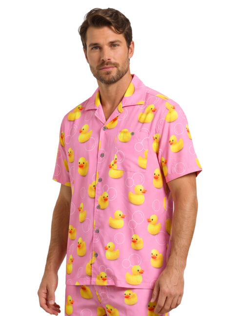 Uzzi Hawaiian Shirt – Short Sleeve Dri-FIT Polyester Ducks Shirts for Men #HPS103 PINK