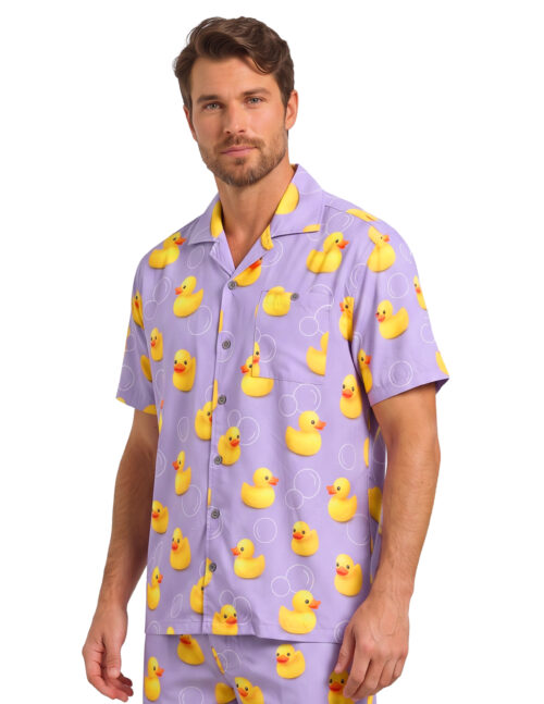 Uzzi Hawaiian Shirt – Short Sleeve Dri-FIT Polyester Ducks Shirts for Men #HPS103 Purple