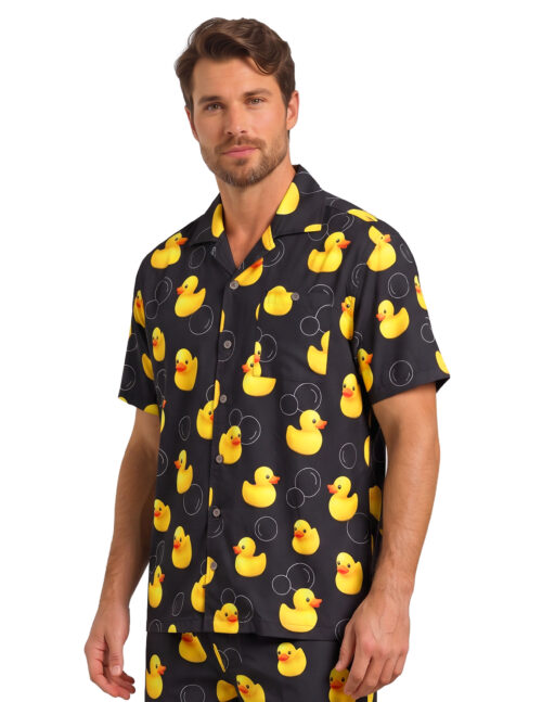 Uzzi Hawaiian Shirt – Short Sleeve Dri-FIT Polyester Ducks Shirts for Men #HPS103 Black