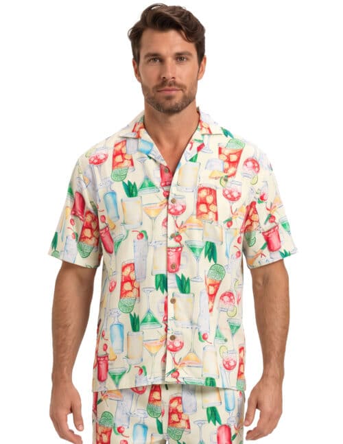 Uzzi Hawaiian Shirt - Short Sleeve Dri-FIT Stretch Drinks Shirts for Men #HPS08 YELLOW