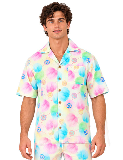 Uzzi Hawaiian Shirt - Short Sleeve Dri-FIT Stretch Cotton Candy Shirts for Men #HPS10 Yellow