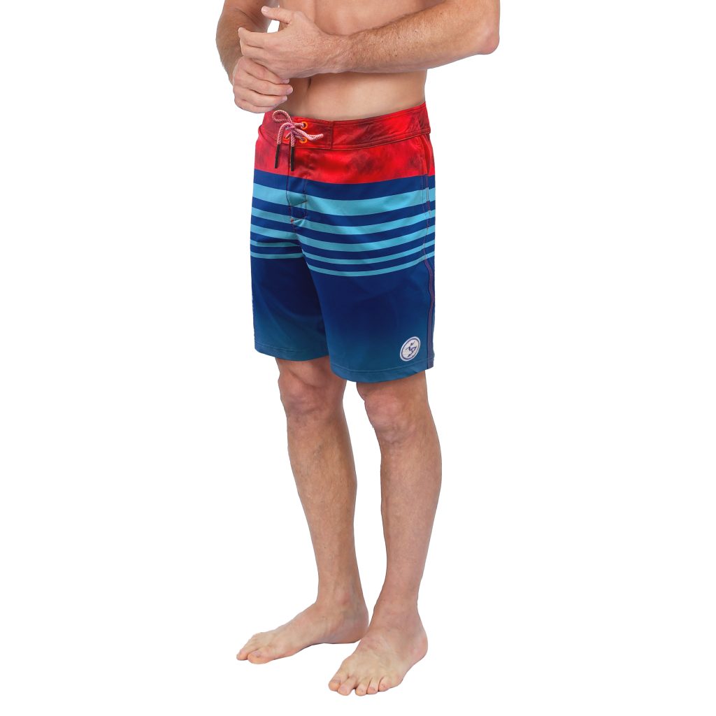 Uzzi 4 Way Stretch Board Shorts #MBS212 Red Stripe