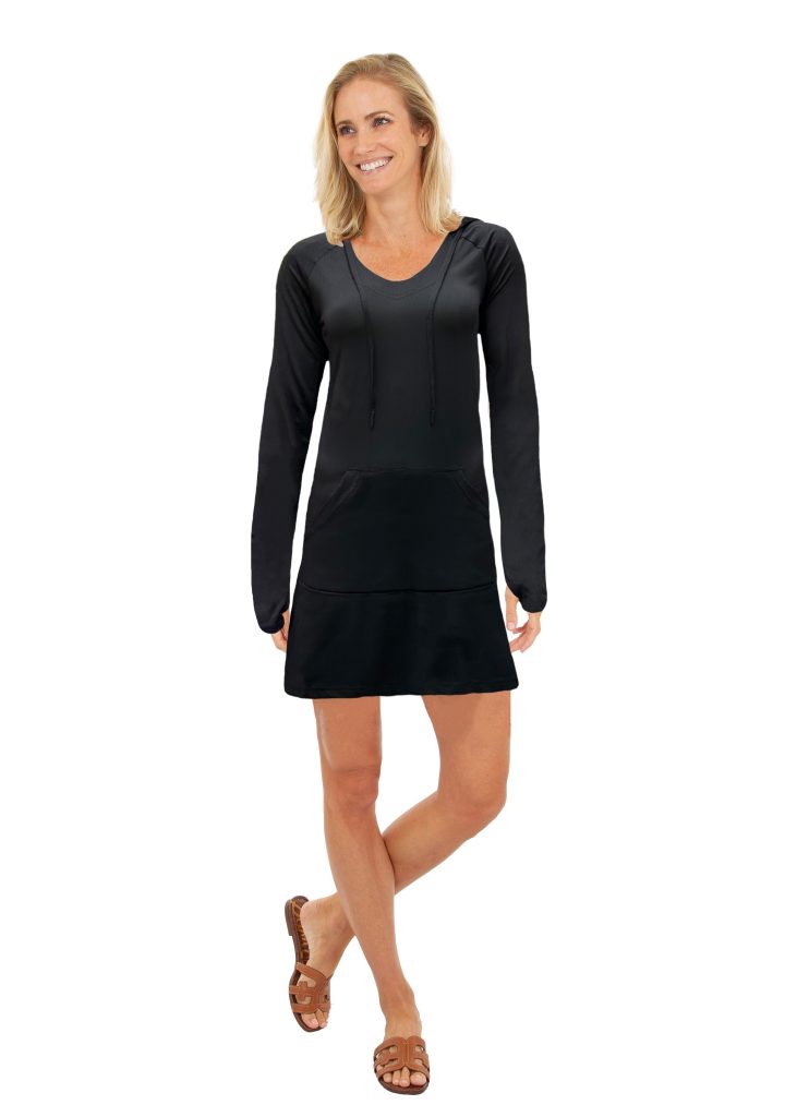 Suzzi Women's Birdseye Mesh Hoodie Dress #WMD01 Black