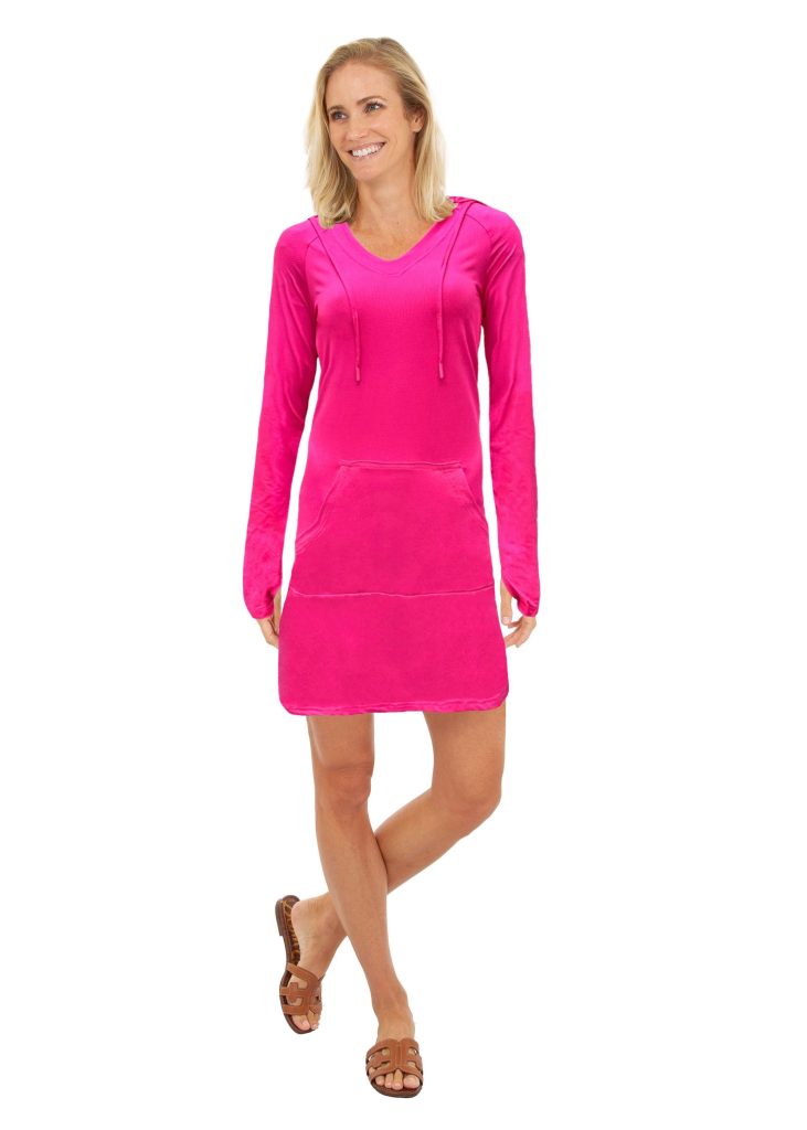 Suzzi Women's Birdseye Mesh Hoodie Dress #WMD01 Fuchsia