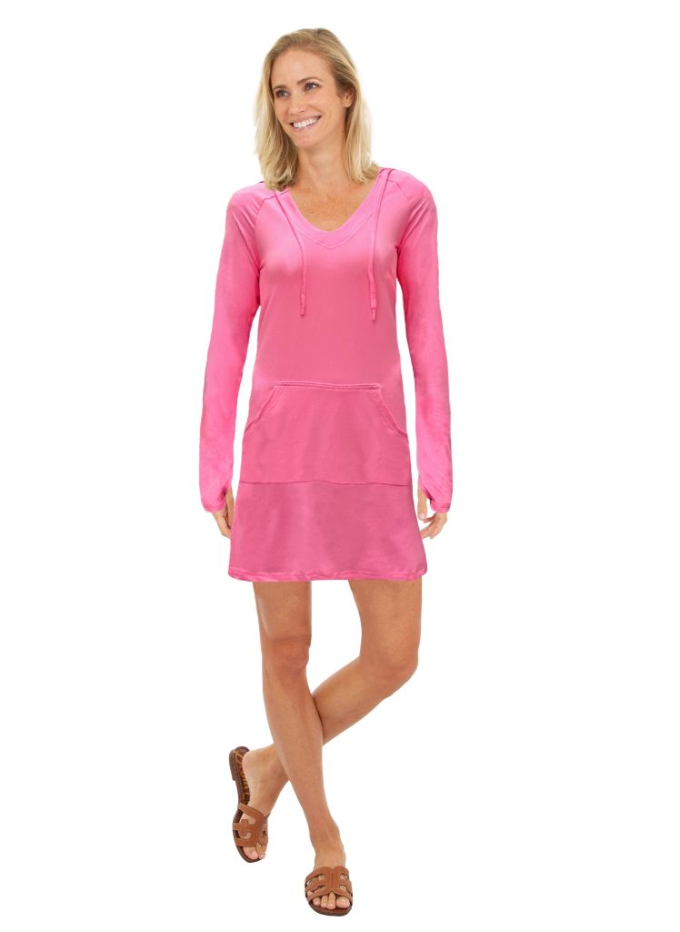 Suzzi Women's Birdseye Mesh Hoodie Dress #WMD01 Pink