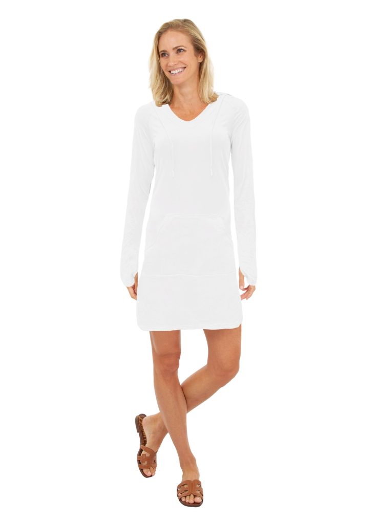 Suzzi Women's Birdseye Mesh Hoodie Dress #WMD01 Optic White