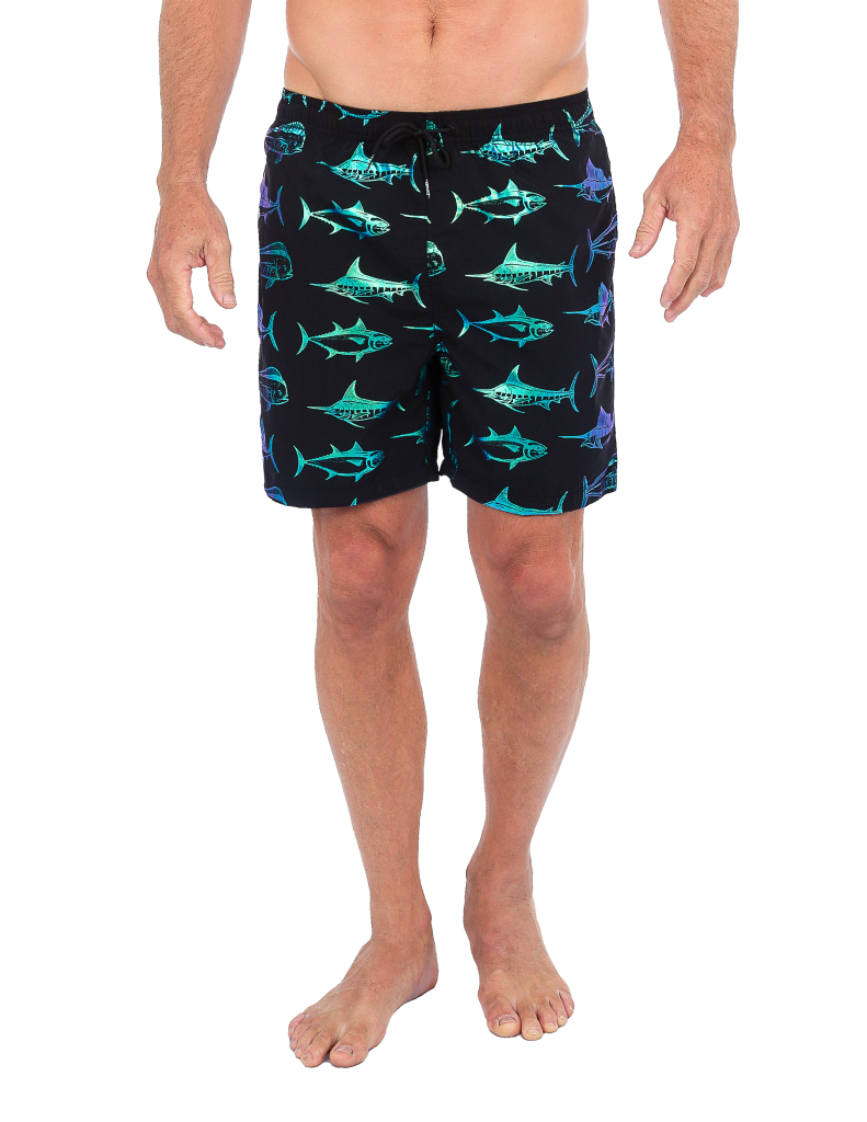 Uzzi Foil Swim Shorts #1876 - Metallic Aqua