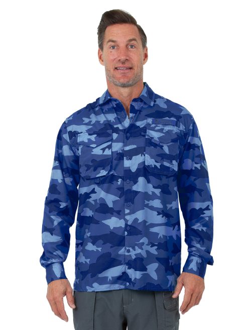 Uzzi Utility Fishing Shirt - Long Sleeve Dri Fit Shirts for Men #CS05 Navy