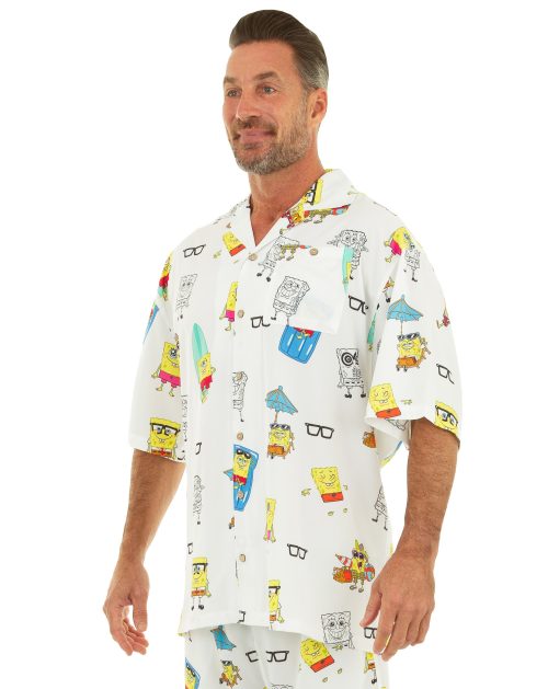 Nickelodeon Hawaiian Shirt - Short Sleeve Dri-FIT Stretch Spongebob Shirts for Men #HPSBOB01