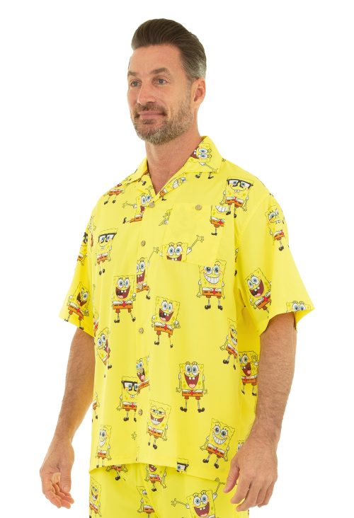 Nickelodeon Hawaiian Shirt - Short Sleeve Dri-FIT Stretch Spongebob Shirts for Men #HPSBOB02