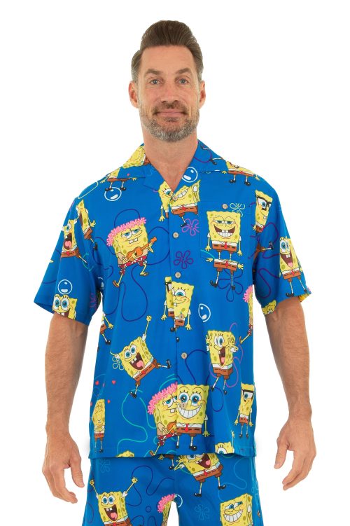 Nickelodeon Hawaiian Shirt - Short Sleeve Dri-FIT Stretch Spongebob Shirts for Men #HPSBOB03