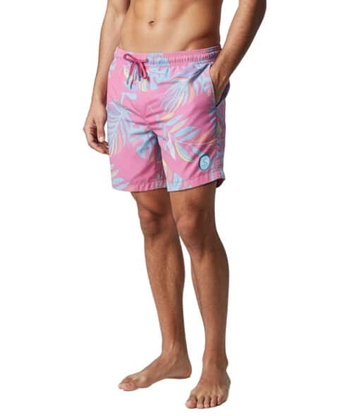 Uzzi Stretch Leaves Swim Shorts #2034 PINK