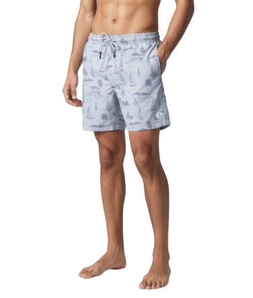 Uzzi Stretch LEAVES Swim Shorts #2045 ICE