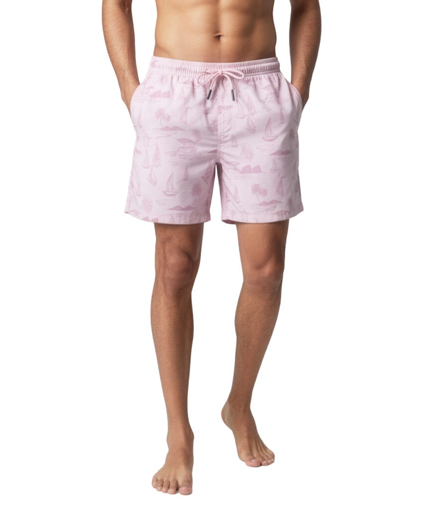 Uzzi Stretch LEAVES Swim Shorts #2045 PINK - UZZI