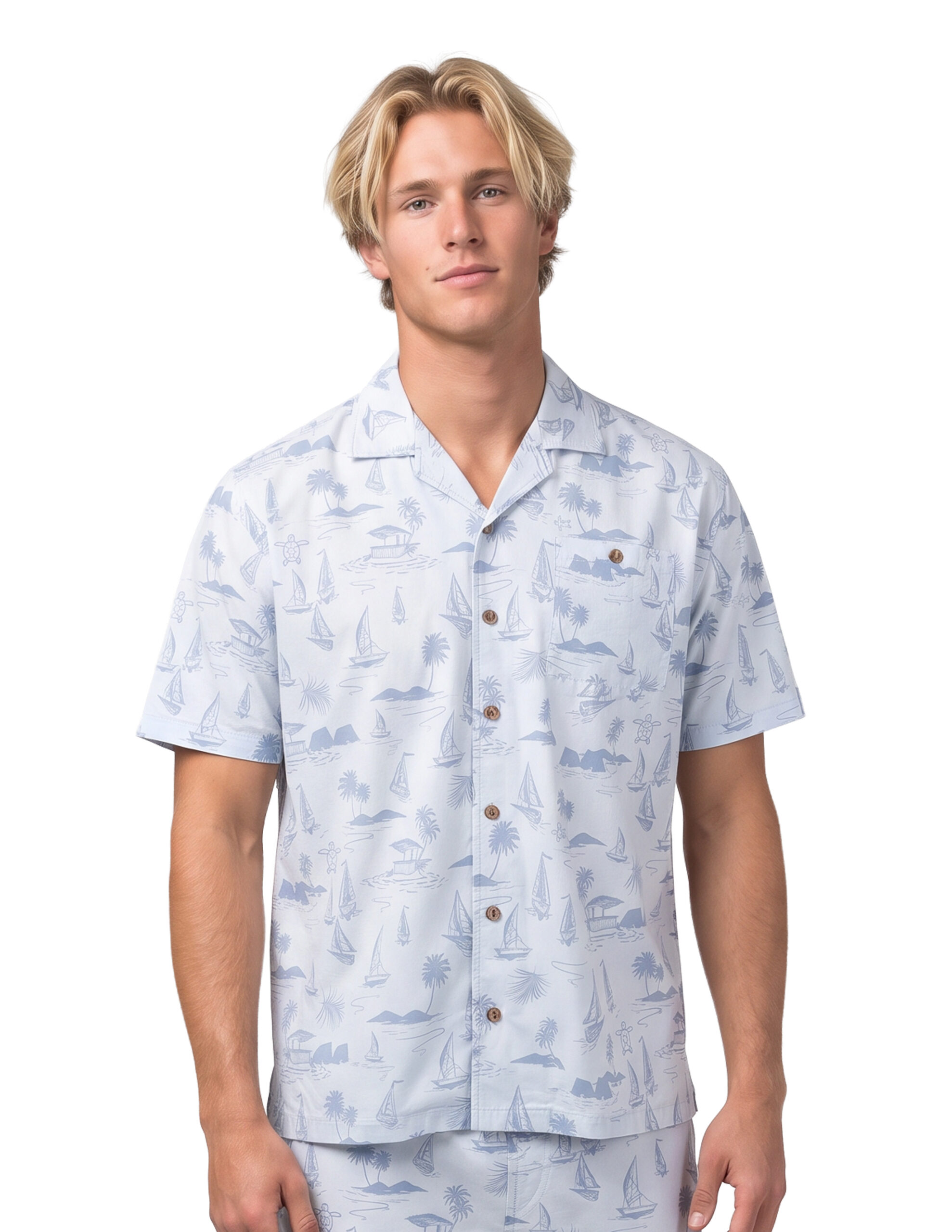 Uzzi Hawaiian Shirt - Short Sleeve Dri-FIT Stretch Boats Shirts for Men #HPS25 - ICE