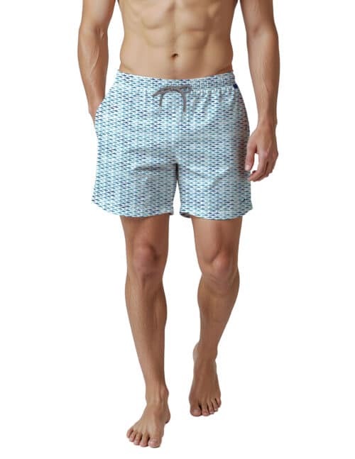 Uzzi Stretch SHARKS Swim Shorts #2065 WHITE