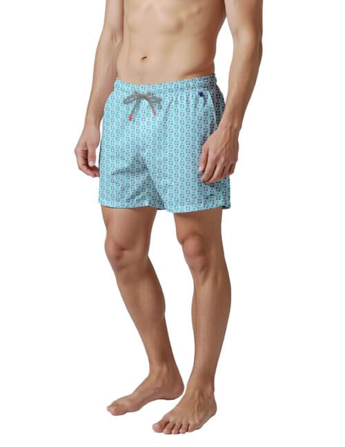 Uzzi Stretch GEOMETRIC Swim Shorts #2061 LIGHT BLUE