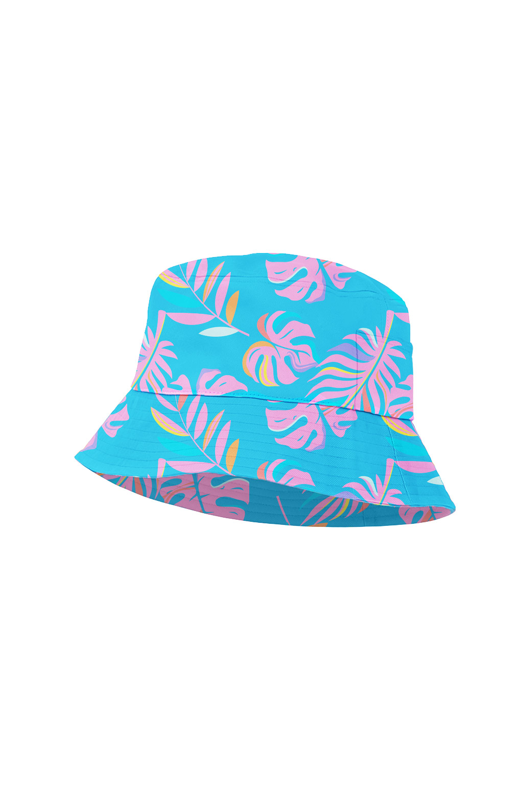 Uzzi Bucket Hat #BH12 Blue Pastel Leaves