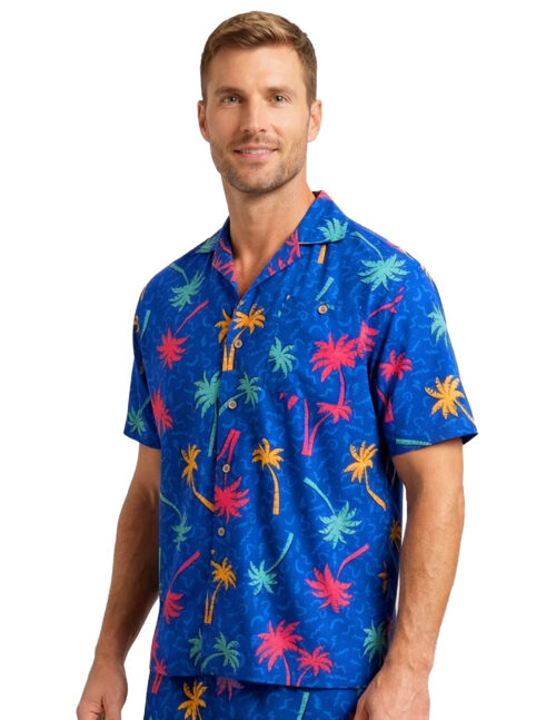 Uzzi Hawaiian Shirt - Short Sleeve Dri-FIT Stretch 90'S Shirts for Men #HPS28 ROYAL